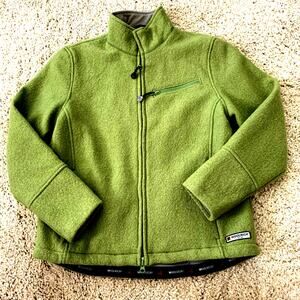 WOOLRICH Jacket Womens Small 100% Wool Pile ALOE Full 2-Way Zipper Mesh-Lined